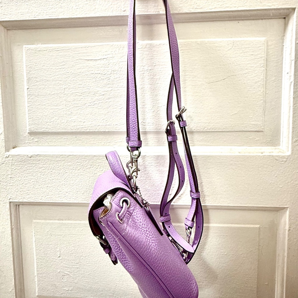 NWT COACH Pebbled Leather Mini Amelia Convertible Backpack Purple/Lilac - Picture 6 of 9